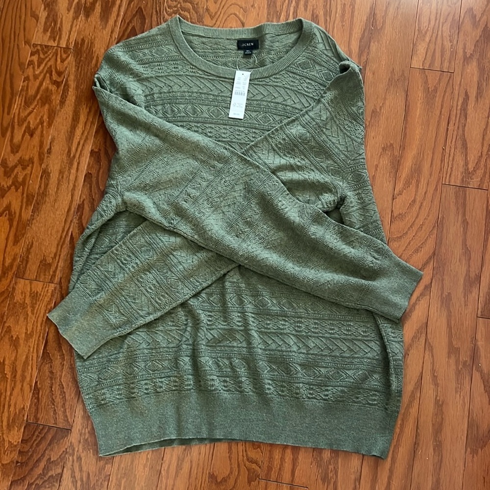 Jcrew Green long sleeve sweater. XL 100%cotton NWT